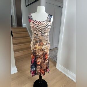 KOMAROV Multicolor Sleeveless Chevron Dress S
